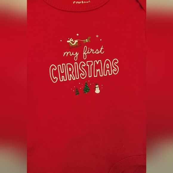 NWT Carters "My First Christmas" Onesie 3 Month Long Sleeve - Picture 3 of 9